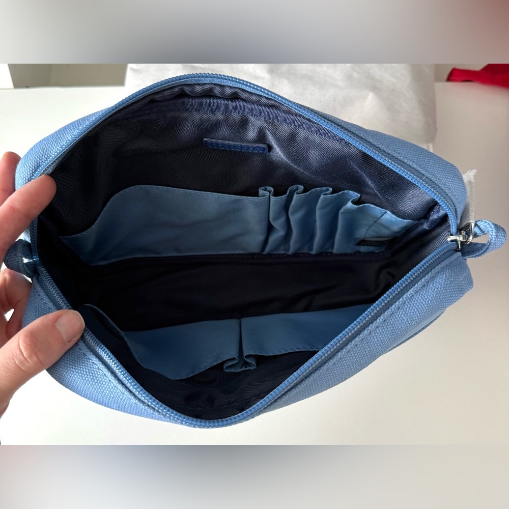 Levenger Blue Canvas Organizer Pouch |Travel Multi Pocket Zippered Bag NWT - Picture 6 of 6